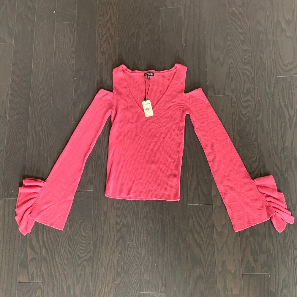 Express Dusty Rose Cold Shoulder Top